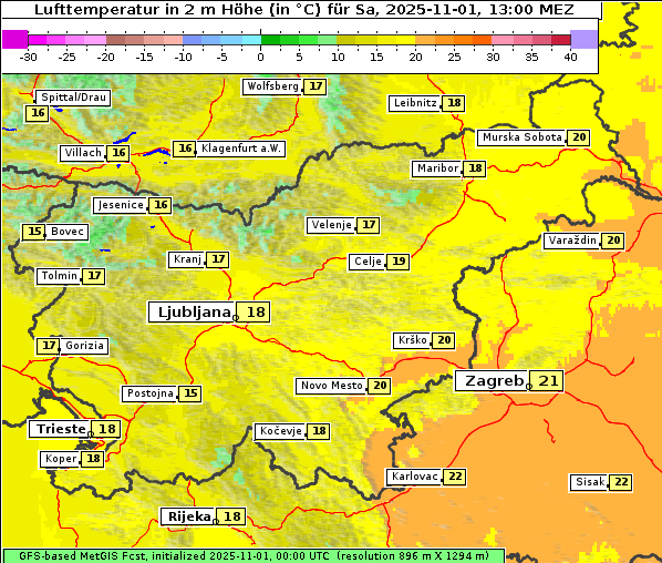 Temperatur, 1. 11. 2025