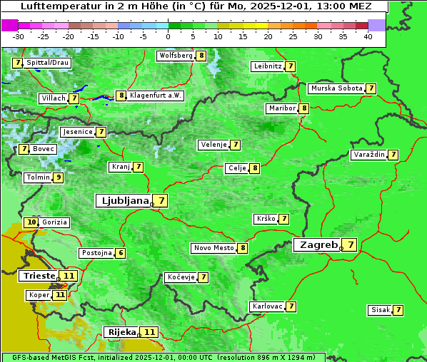 Temperatur, 1. 12. 2025