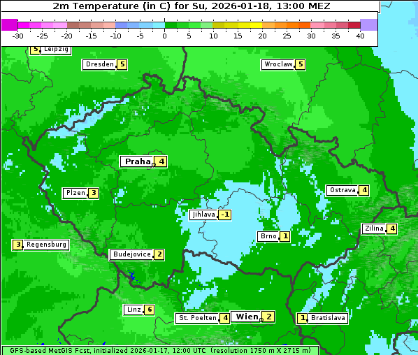 Temperatur, 18. 1. 2026