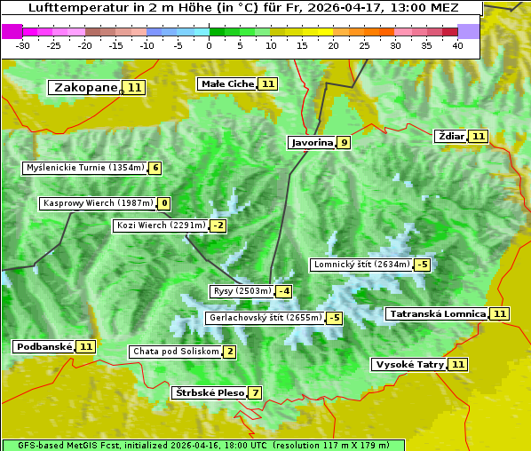 Temperatur, 17. 4. 2026