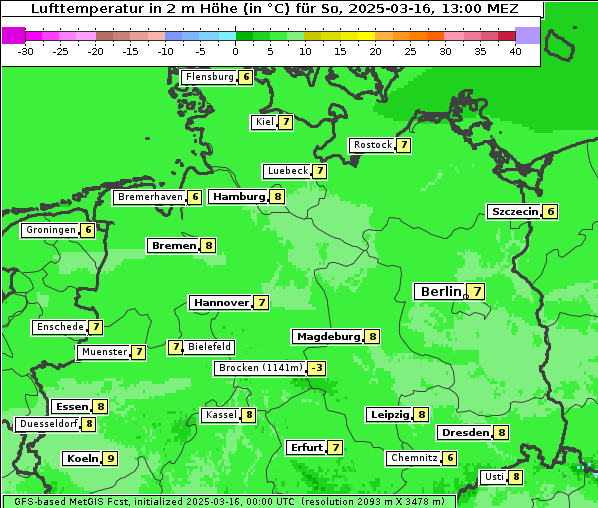 Temperatur, 16. 3. 2025