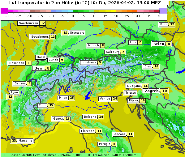 Temperatur, 2. 4. 2026