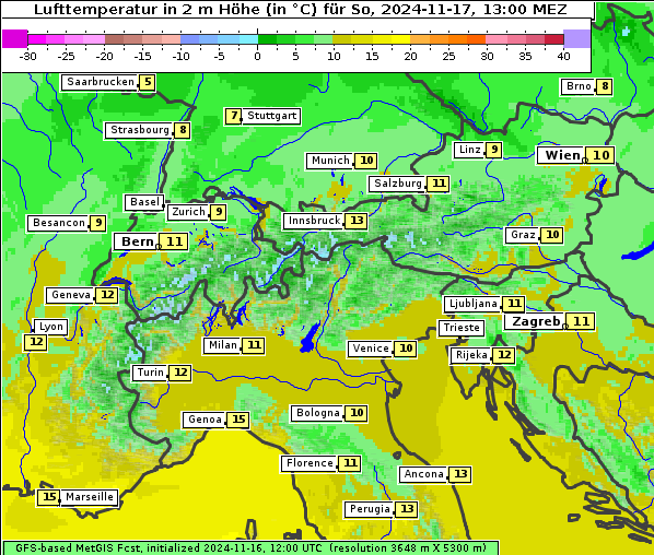 Temperatur, 17. 11. 2024