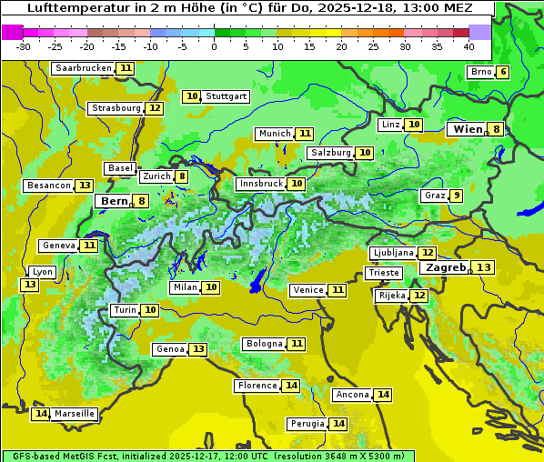 Temperatur, 18. 12. 2025
