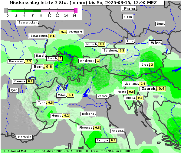 Niederschlag, 16. 3. 2025