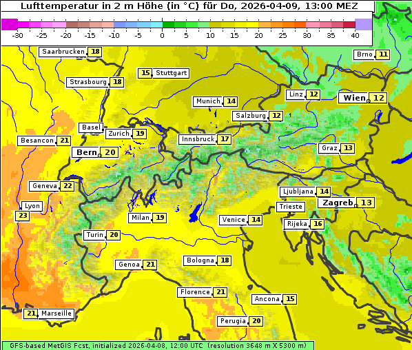 Temperatur, 9. 4. 2026