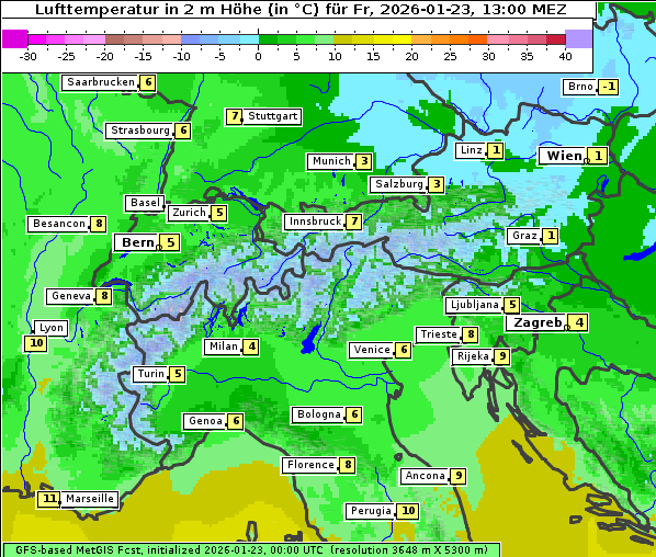 Temperatur, 23. 1. 2026