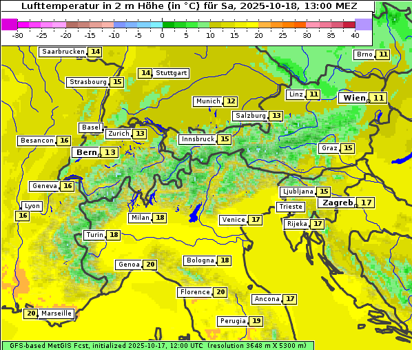 Temperatur, 18. 10. 2025
