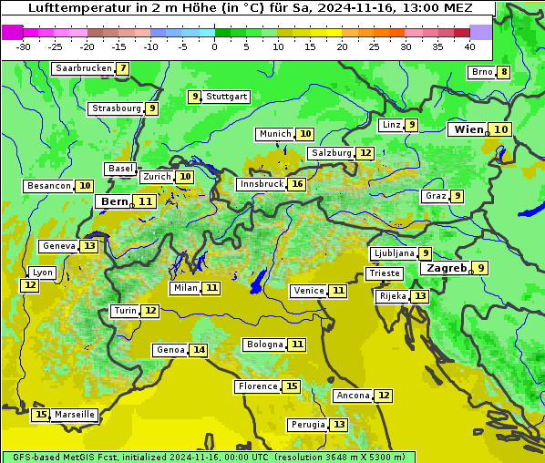 Temperatur, 16. 11. 2024