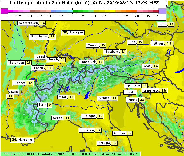 Temperatur, 10. 3. 2026