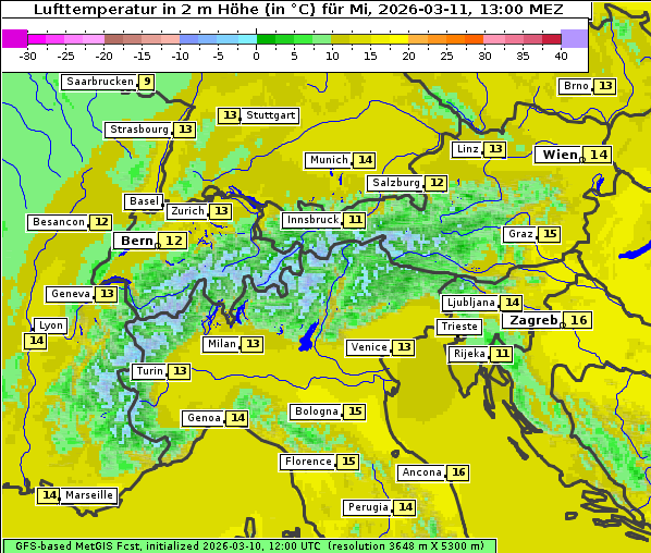 Temperatur, 11. 3. 2026