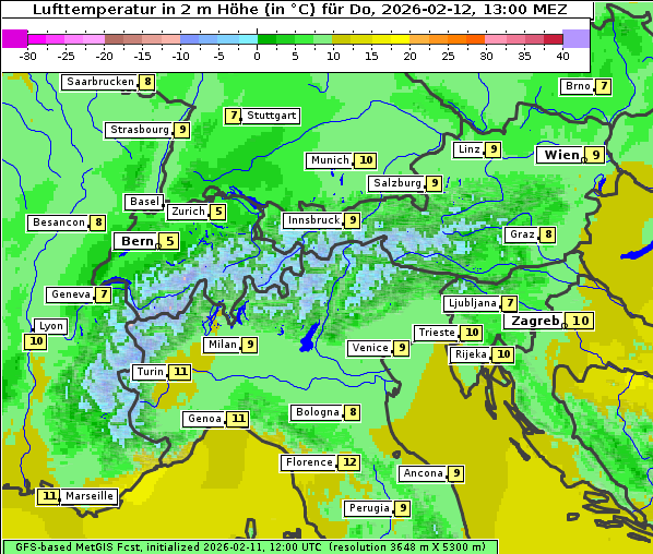 Temperatur, 12. 2. 2026