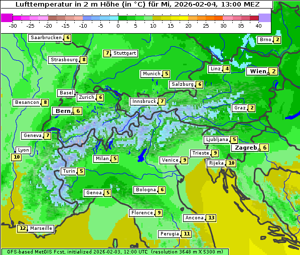 Temperatur, 4. 2. 2026