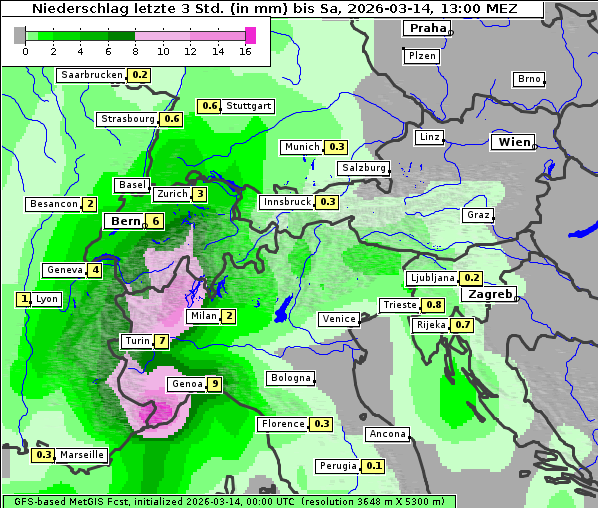 Niederschlag, 14. 3. 2026