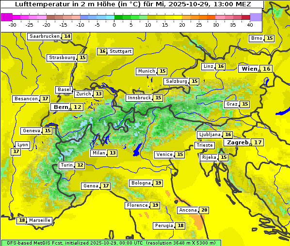 Temperatur, 29. 10. 2025
