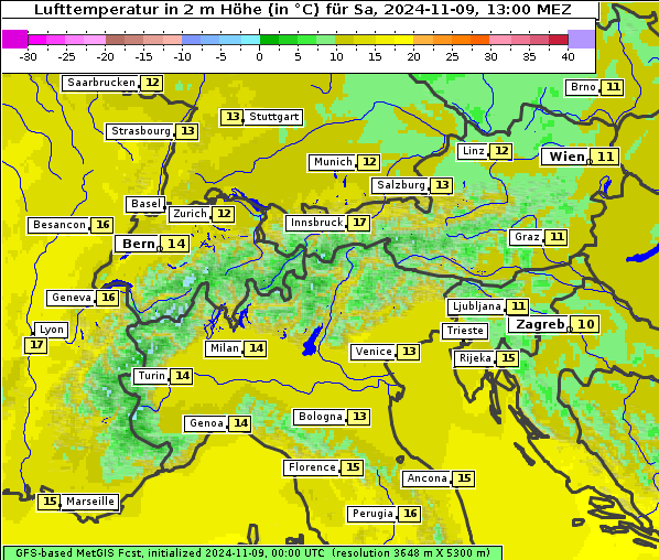 Temperatur, 9. 11. 2024