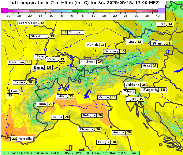 Temperatur, 18. 5. 2025