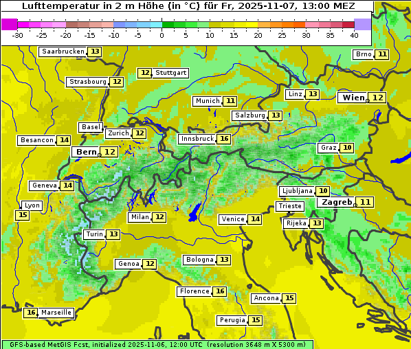 Temperatur, 7. 11. 2025