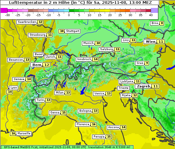Temperatur, 8. 11. 2025
