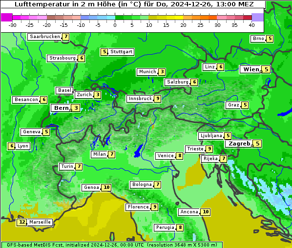 Temperatur, 26. 12. 2024