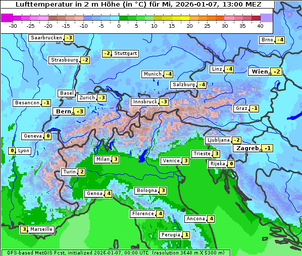 Temperatur, 7. 1. 2026
