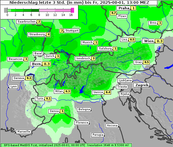 Niederschlag, 1. 8. 2025