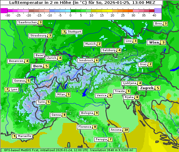 Temperatur, 25. 1. 2026