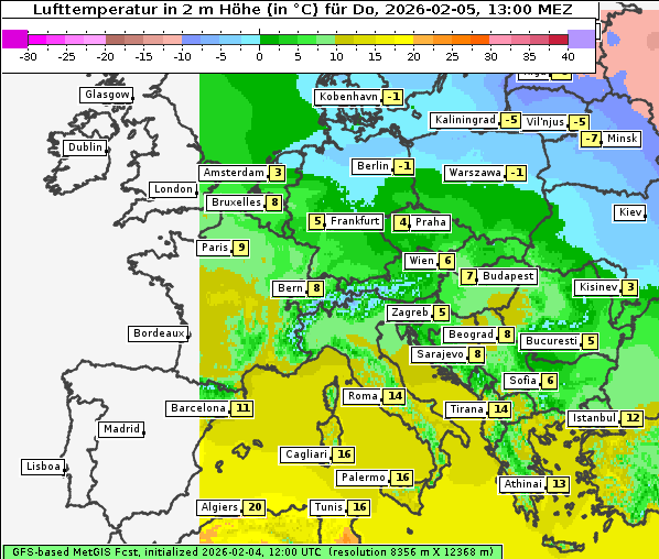 Temperatur, 5. 2. 2026