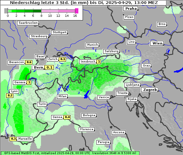 Niederschlag, 29. 4. 2025