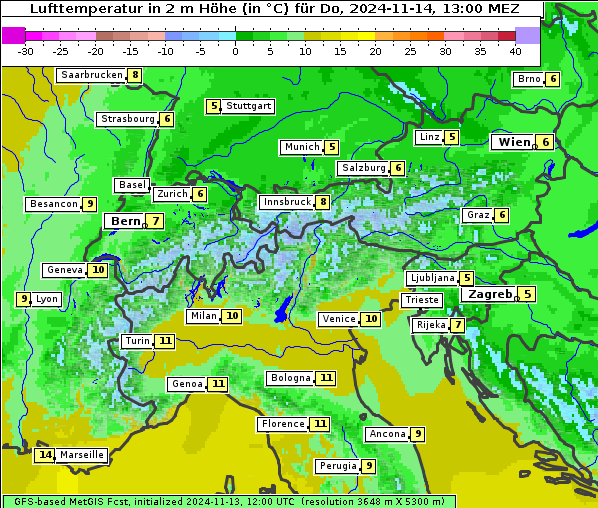 Temperatur, 14. 11. 2024