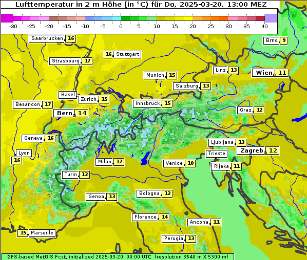 Temperatur, 20. 3. 2025