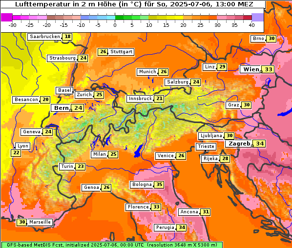 Temperatur, 6. 7. 2025