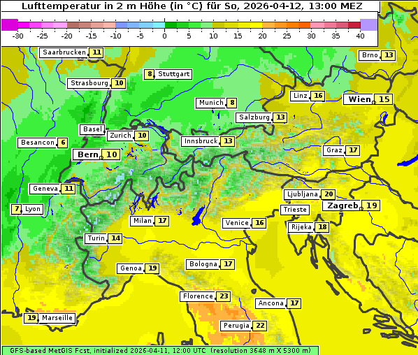 Temperatur, 12. 4. 2026