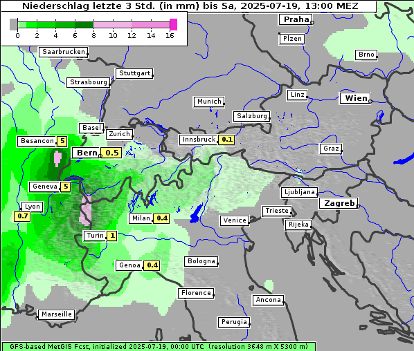 Niederschlag, 19. 7. 2025