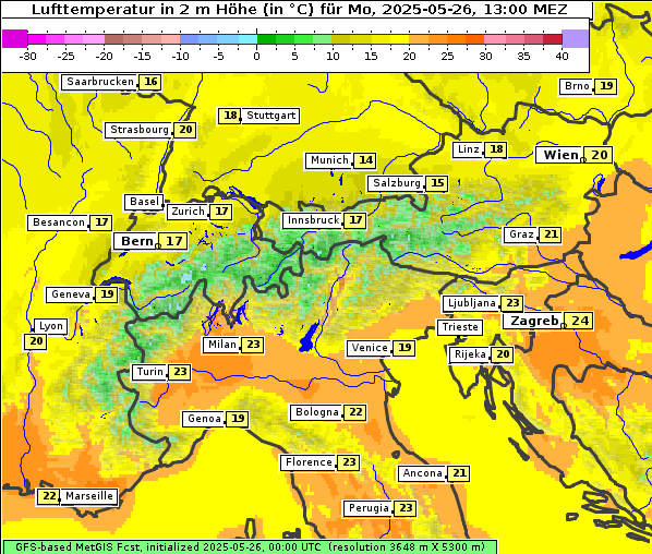 Temperatur, 26. 5. 2025