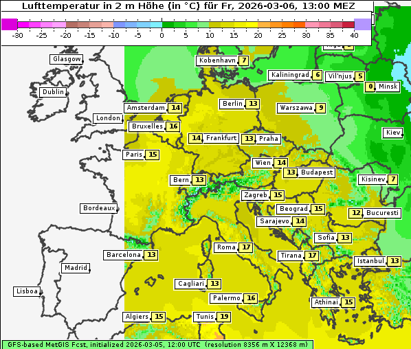 Temperatur, 6. 3. 2026