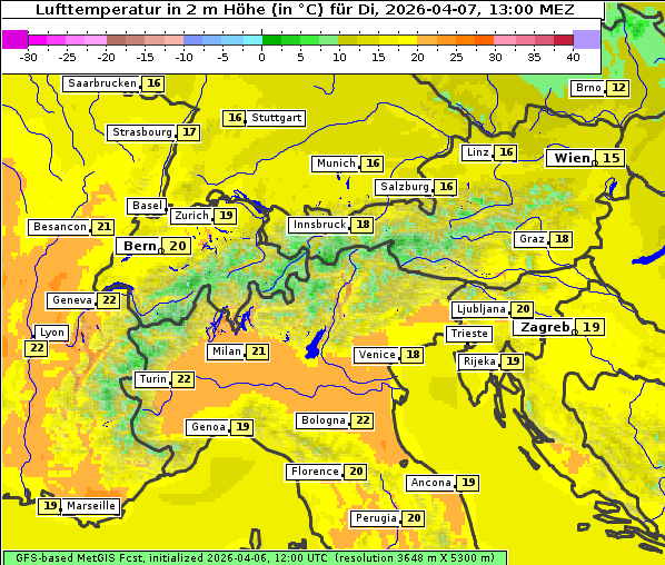 Temperatur, 7. 4. 2026