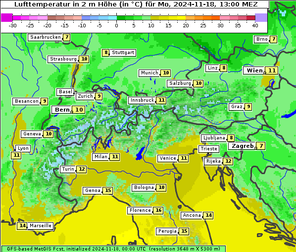 Temperatur, 18. 11. 2024