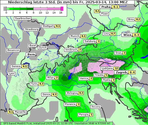 Niederschlag, 14. 3. 2025