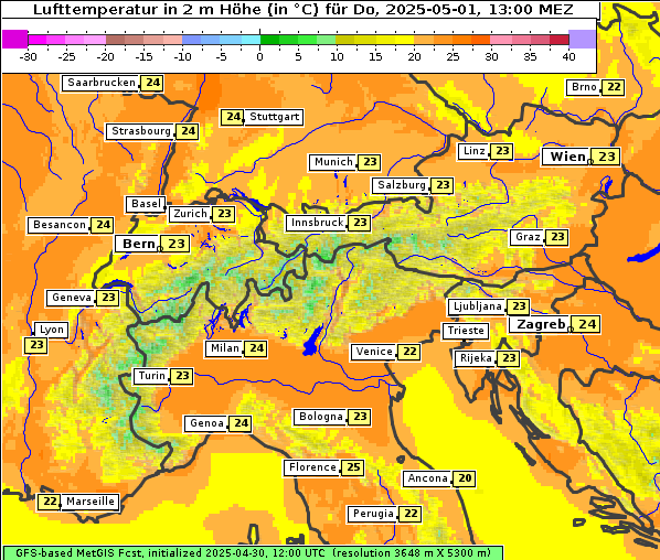 Temperatur, 1. 5. 2025