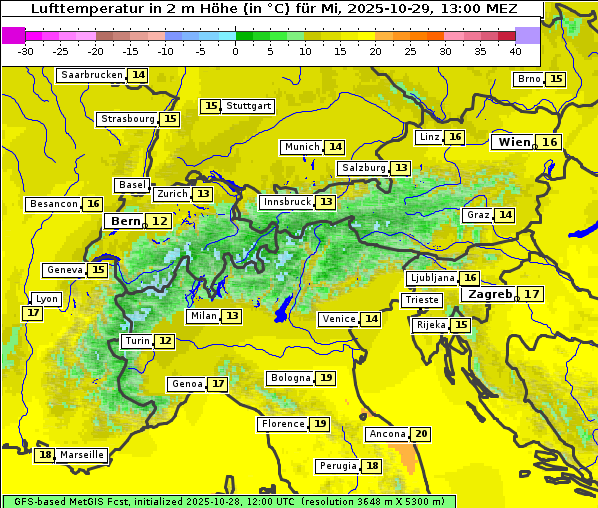 Temperatur, 29. 10. 2025
