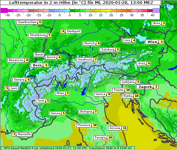 Temperatur, 28. 1. 2026