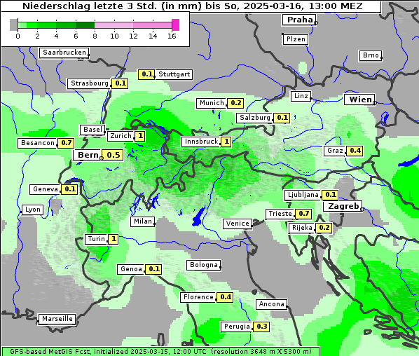 Niederschlag, 16. 3. 2025