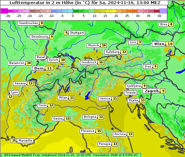 Temperatur, 16. 11. 2024