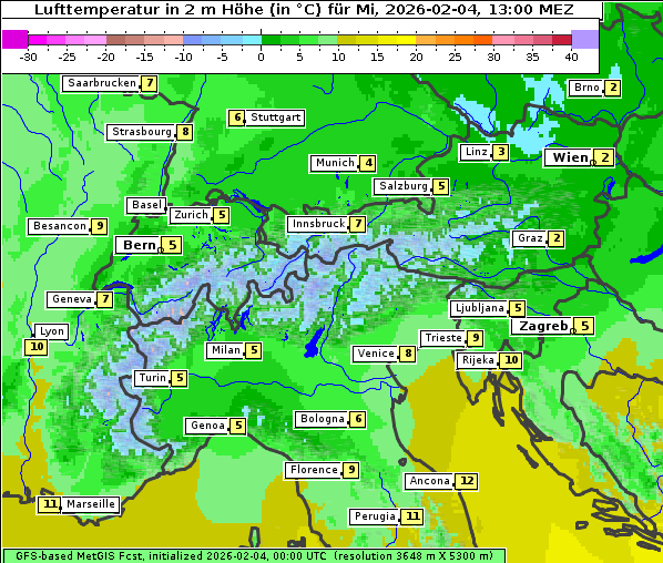 Temperatur, 4. 2. 2026