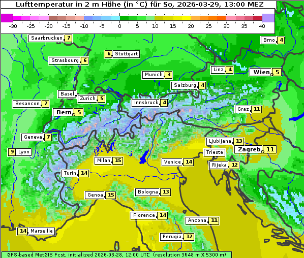 Temperatur, 29. 3. 2026