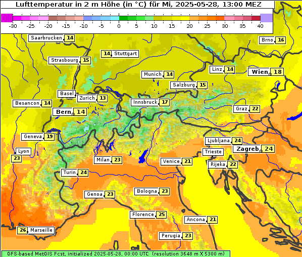 Temperatur, 28. 5. 2025