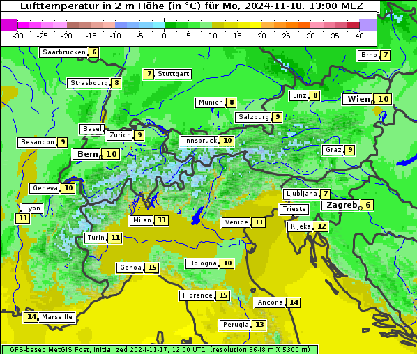 Temperatur, 18. 11. 2024