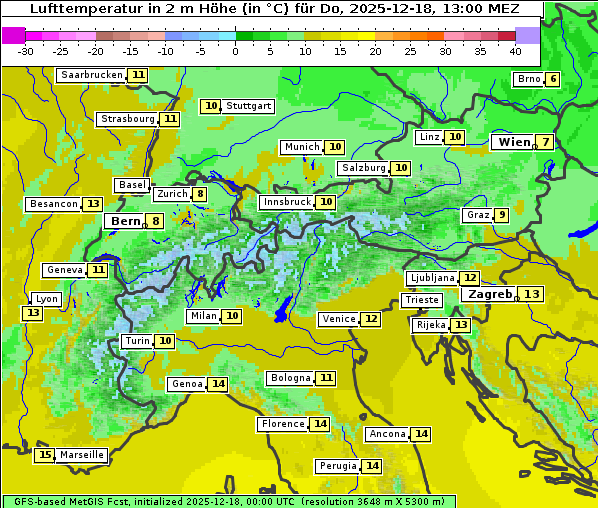 Temperatur, 18. 12. 2025