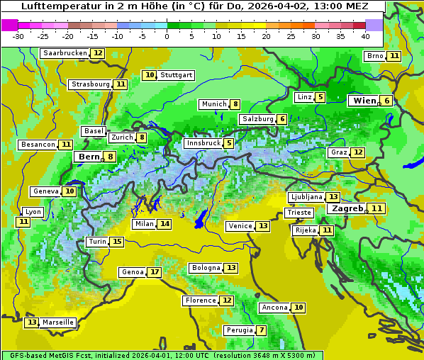 Temperatur, 2. 4. 2026